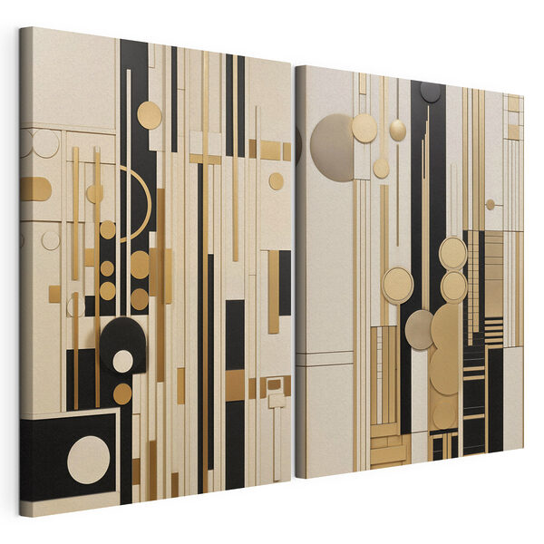 Tablou modular pe pânză Colaj artistic cu diverse forme și culori