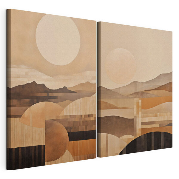 Tablou modular pe pânză Tablou cu dealuri și soare