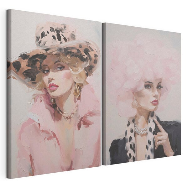 Collage of a woman with a pink hat
