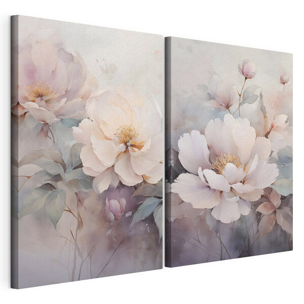 Tablou modular pe pânză Flori delicate în nuanțe pastelate delicate