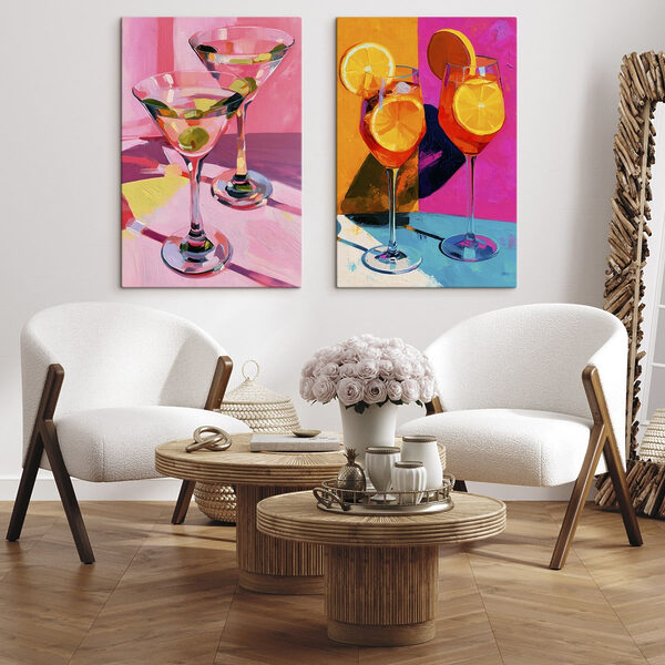 Painting of a couple of martini glasses