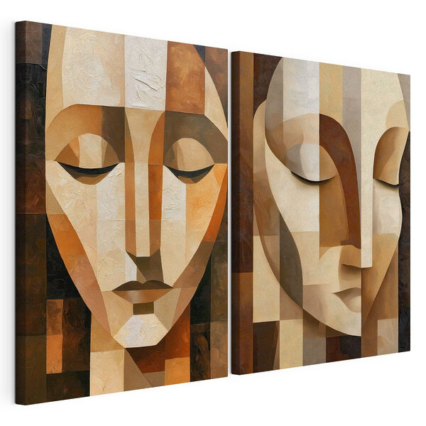 Tablou modular pe pânză Fețe tăcute într-o armonie abstractă