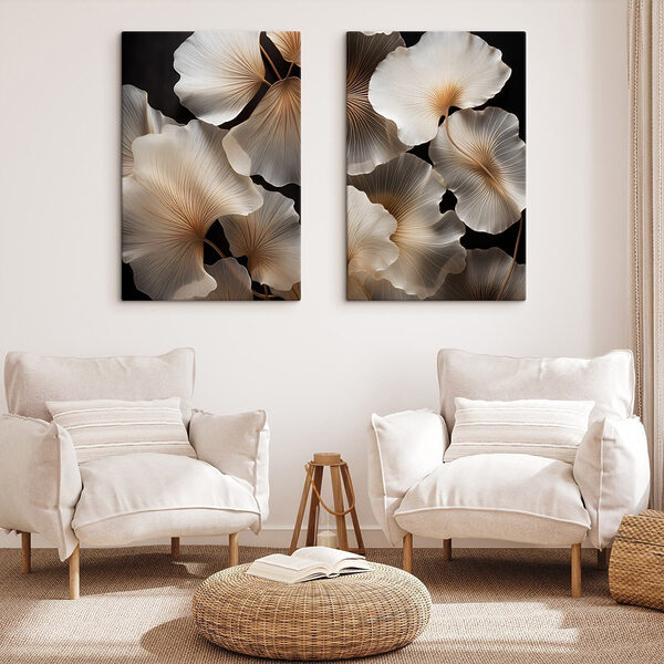 Collage of white and brown leaves