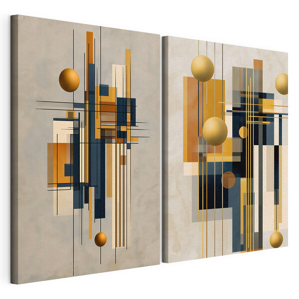 Tablou modular pe pânză Colaj artistic cu cercuri și linii