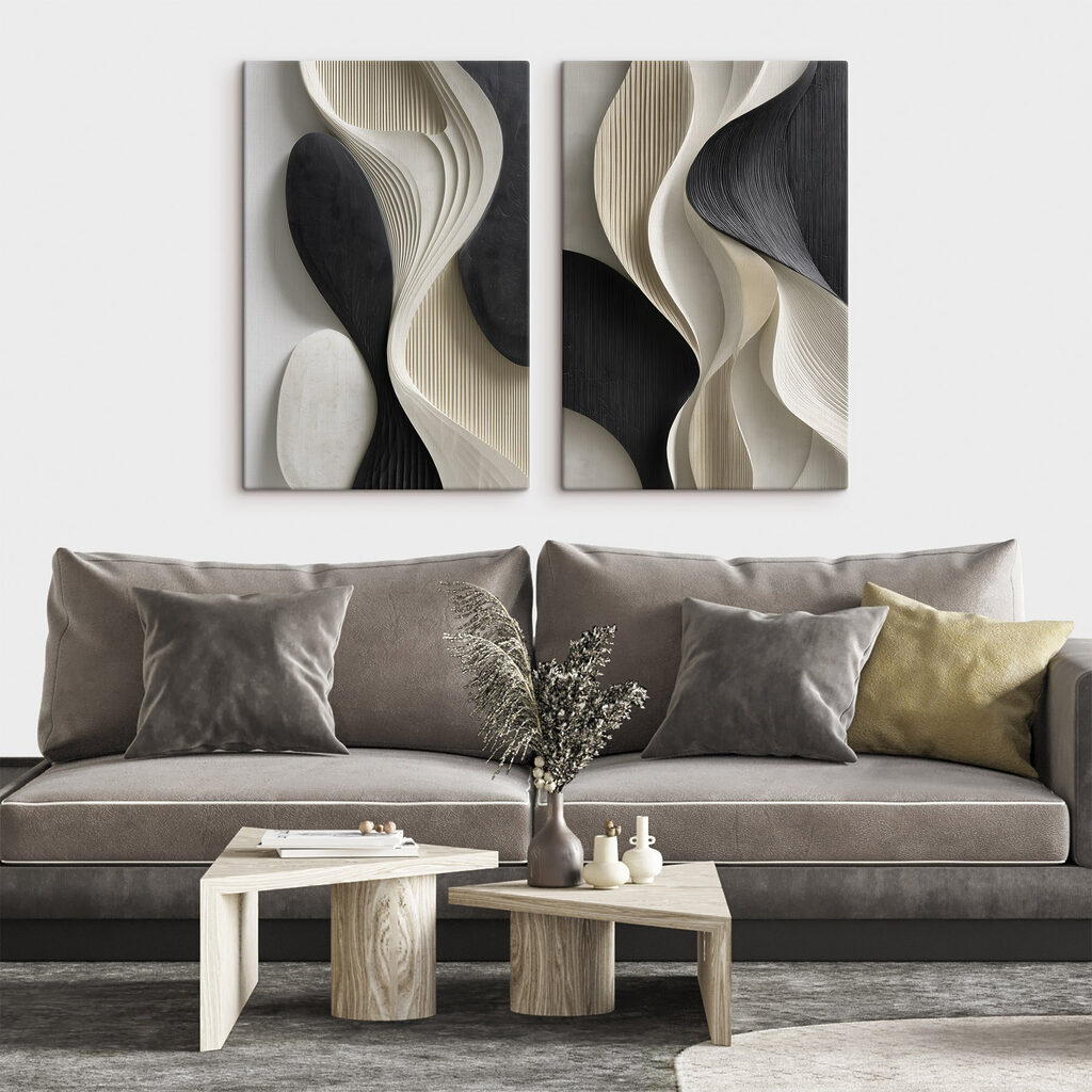 Fluid shapes in contrasting colors