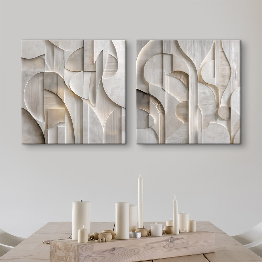 Abstract curves in soft neutral tones