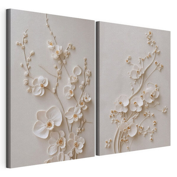 Tablou modular pe pânză Un model floral elegant, în nuanțe delicate