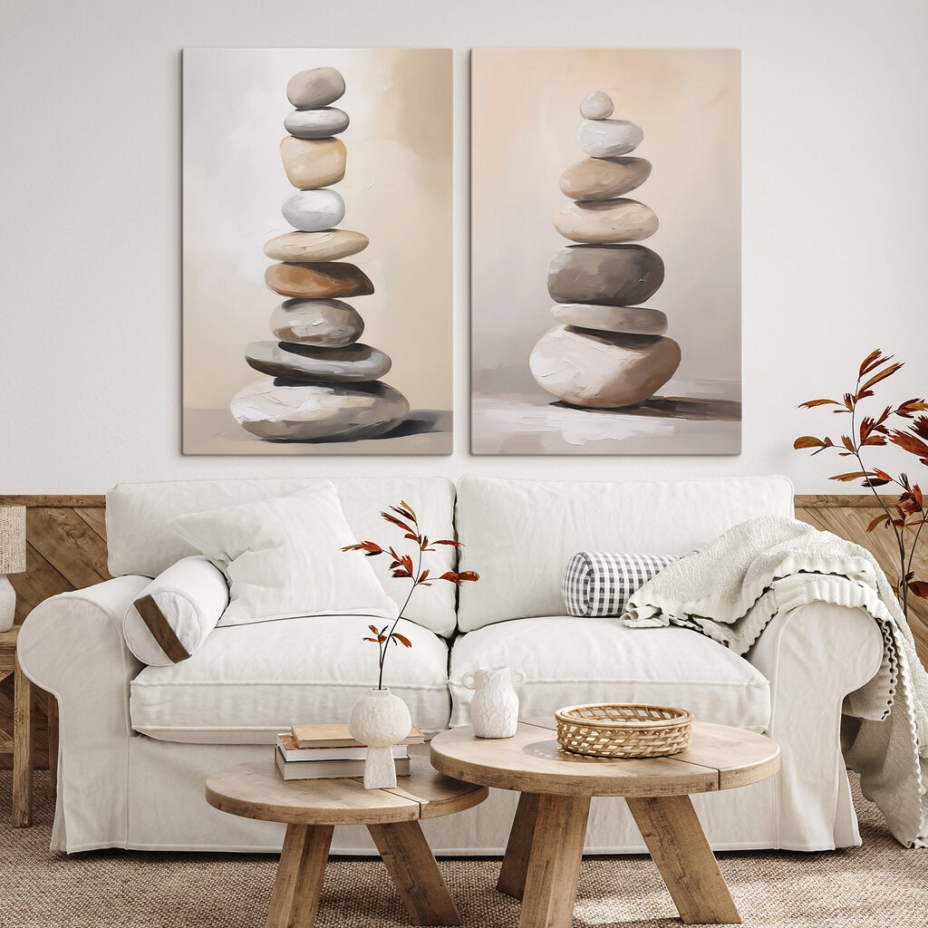 Painting of a stack of rocks