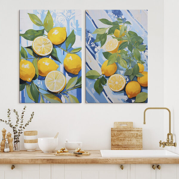 Painting of lemons and leaves