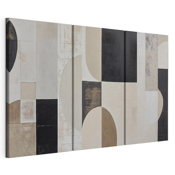 Tablou modular pe pânză Model geometric alb-negru