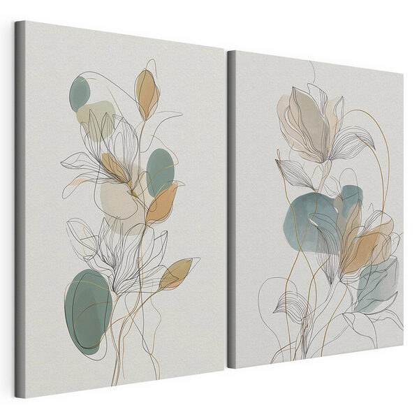 Tablou modular pe pânză Liniile fluide și culorile delicate se îmbină