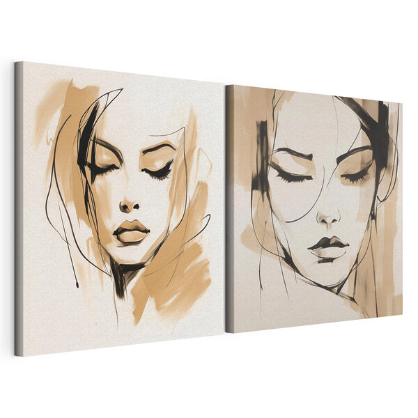 Tablou modular pe pânză Desen reprezentând chipul unei femei