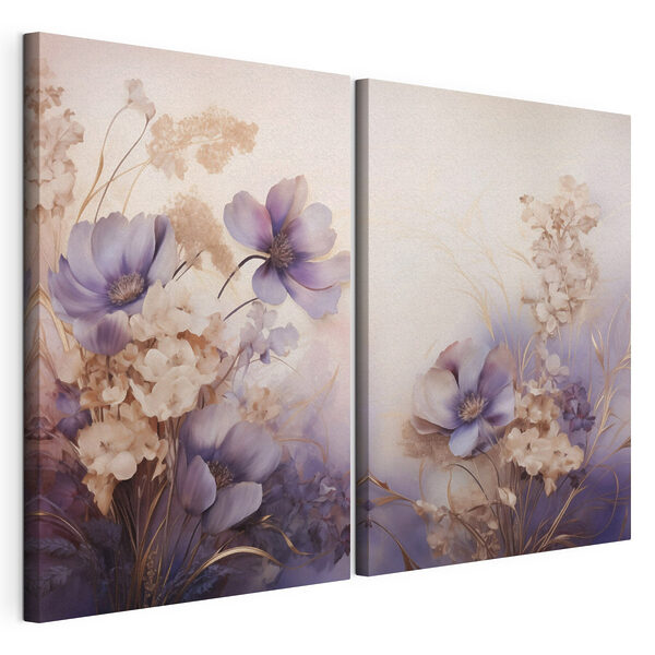Tablou modular pe pânză Flori delicate în nuanțe pastelate delicate