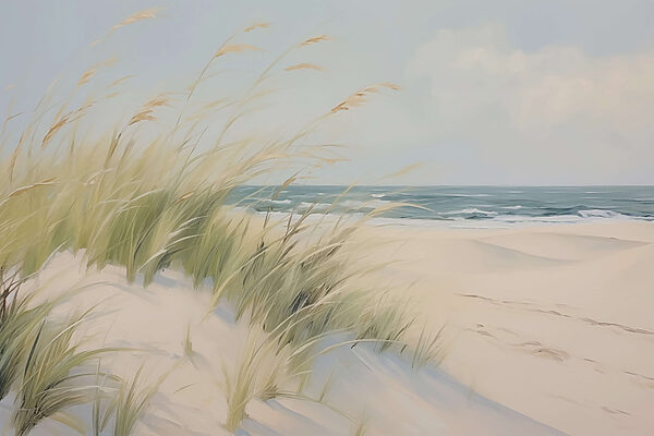 Beach with grass and sand