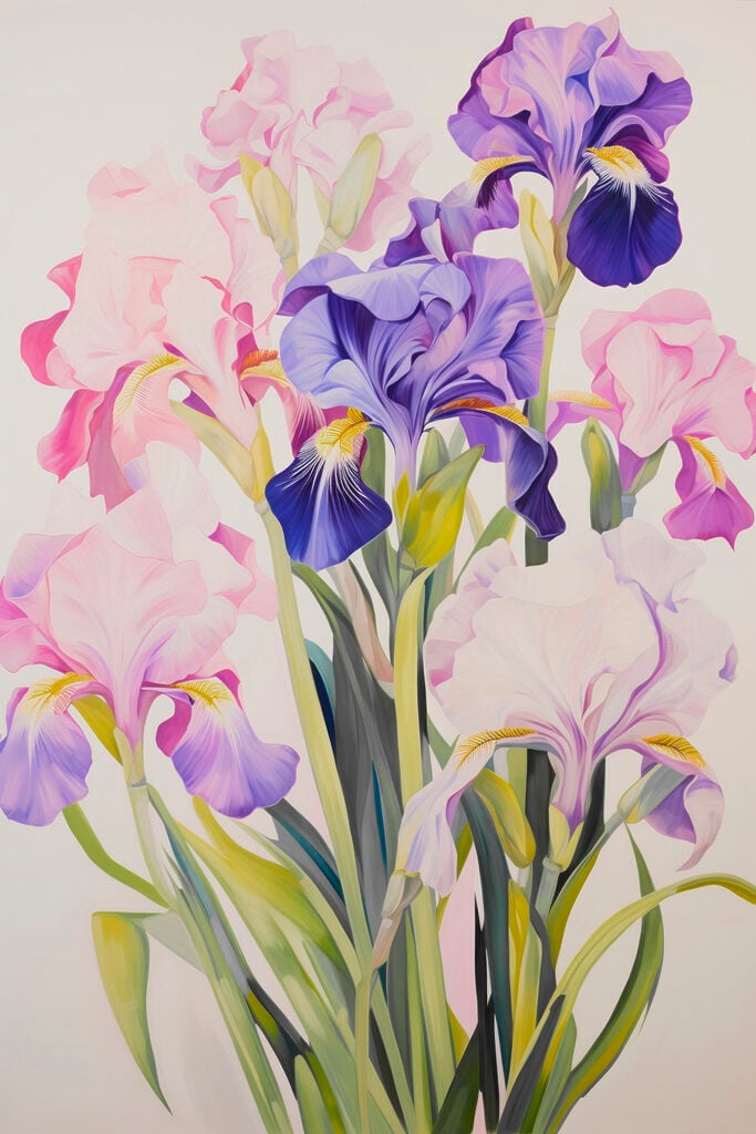 Painting of flowers on a white background