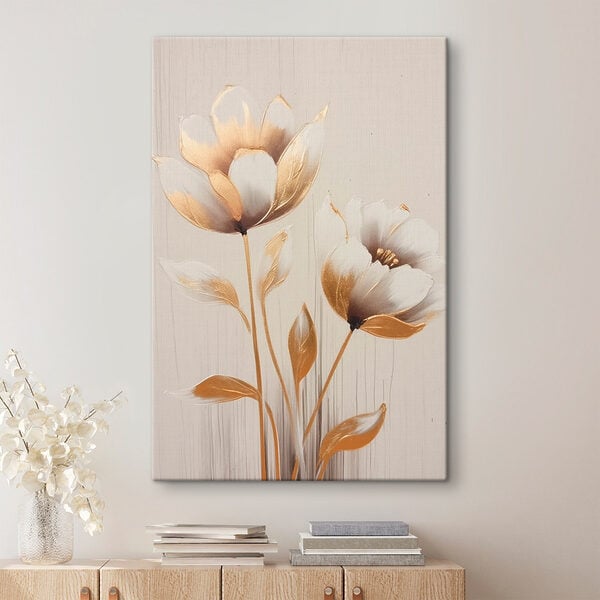 Painting of flowers on a white surface