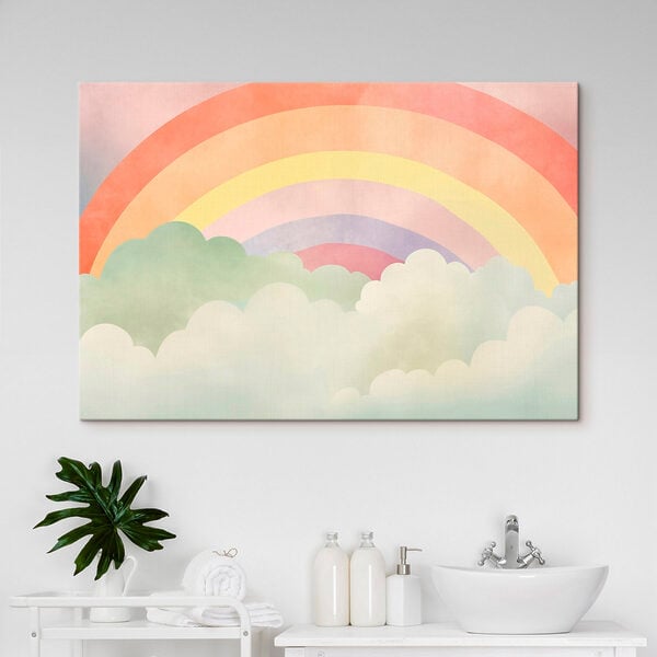 Rainbow and clouds in the sky