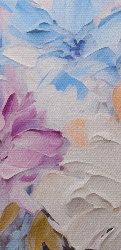 Painting of flowers on a white surface