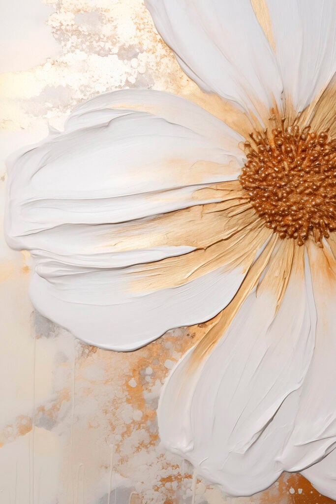 Large white flower with golden accents