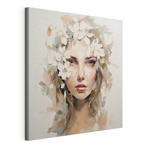 Painting of a woman with flowers on her head