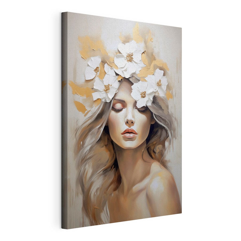 Painting of a woman with flowers in her hair