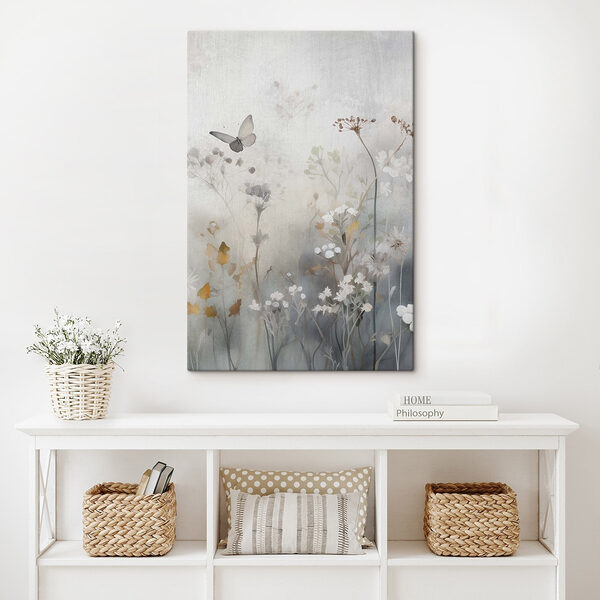 Tablouri Tablouri Fluture zburând deasupra florilor (SKU: s46898)