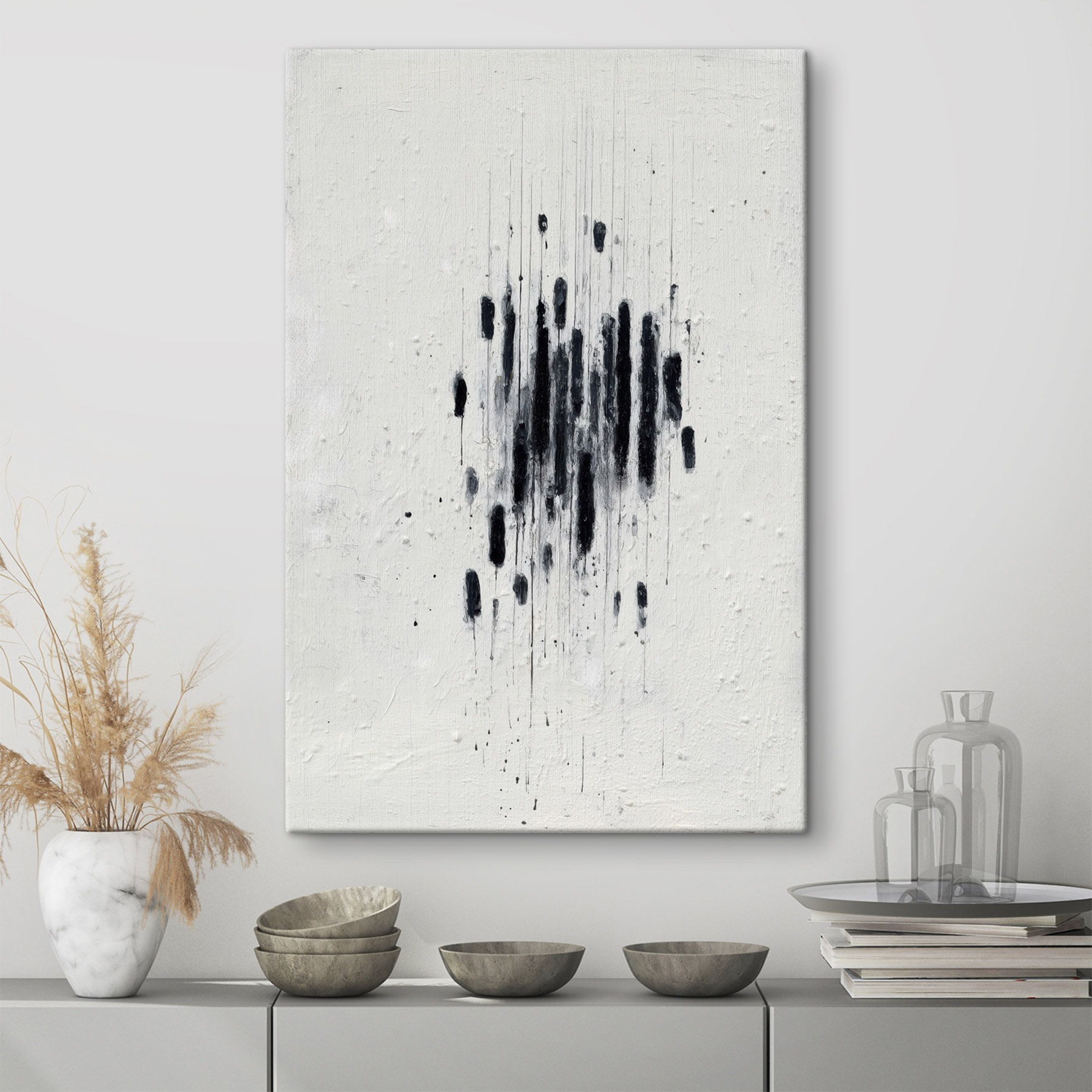 Black paint on a white surface