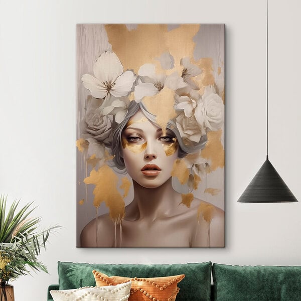 Painting of a woman with flowers in her hair