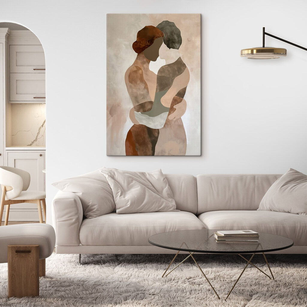 Painting of a couple of people hugging