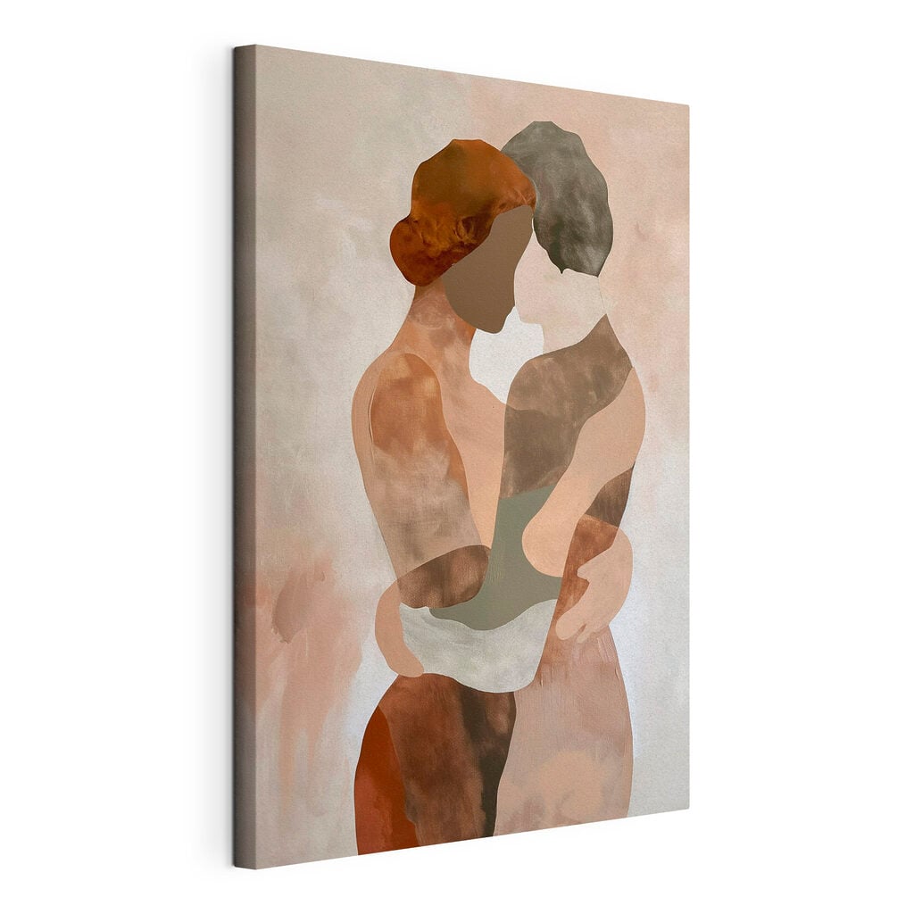 Painting of a couple of people hugging