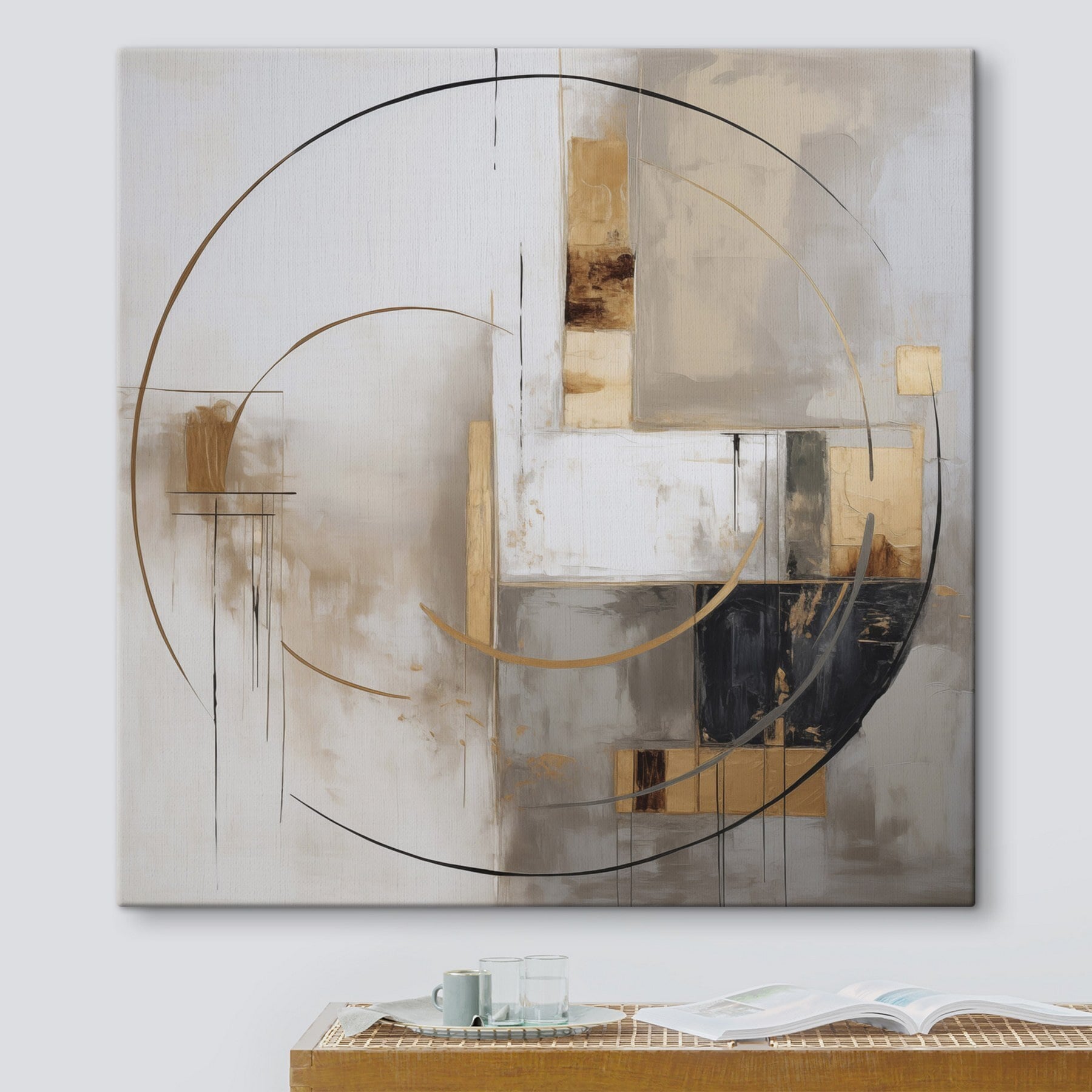 Painting of a circle and squares