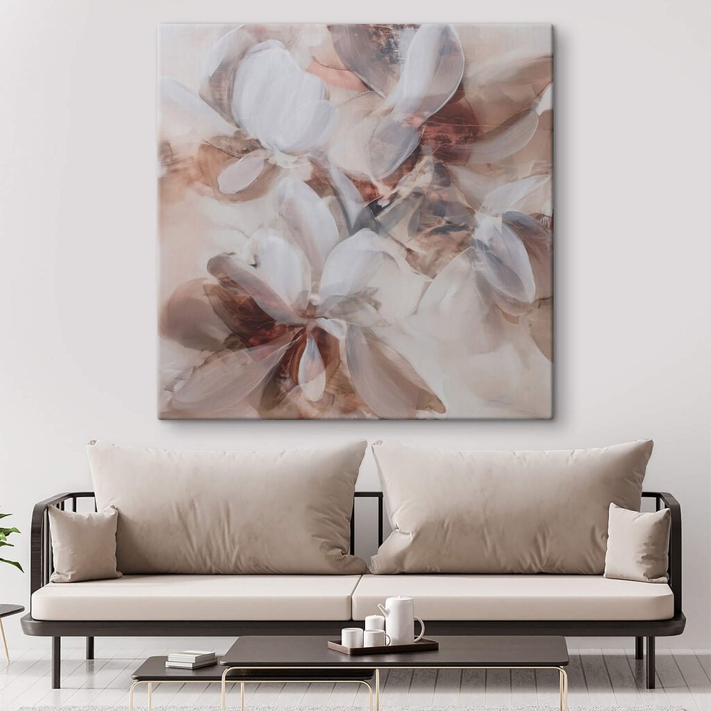 Painting of flowers on a white surface