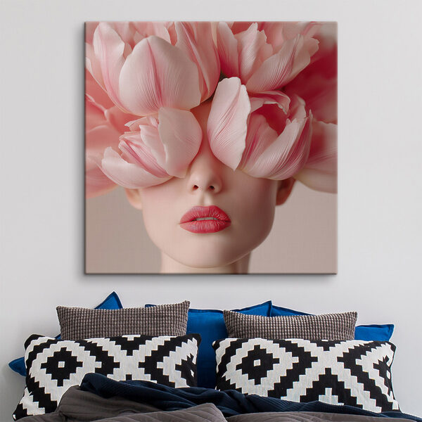 Tablouri Tablouri Femeie cu flori roz pe cap (SKU: s47920)