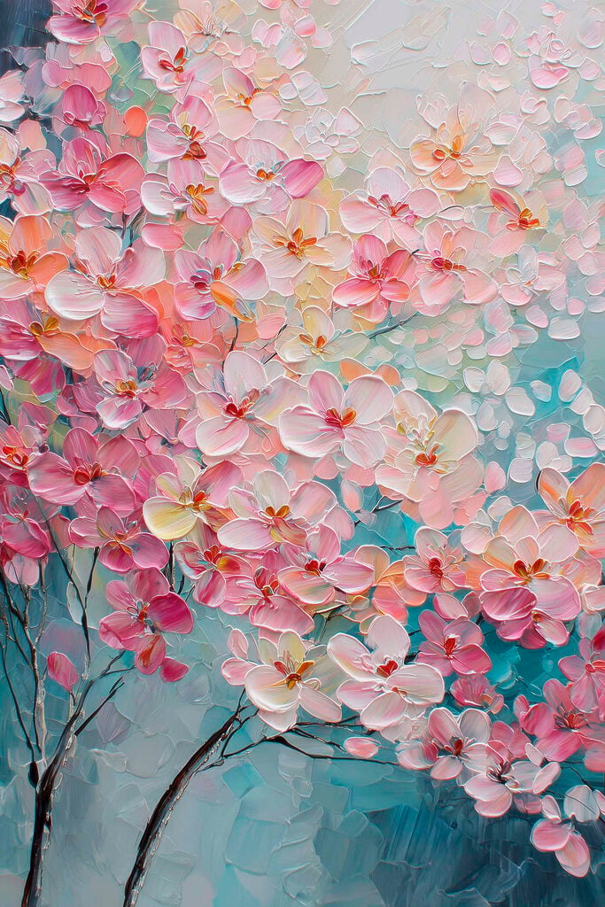 Painting of pink flowers