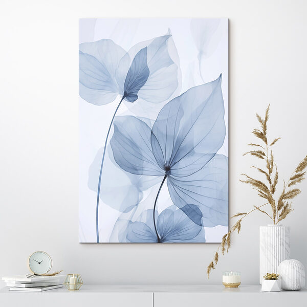 Tablouri Tablouri Frunze albastre delicate pe un fundal alb (SKU: s48163)