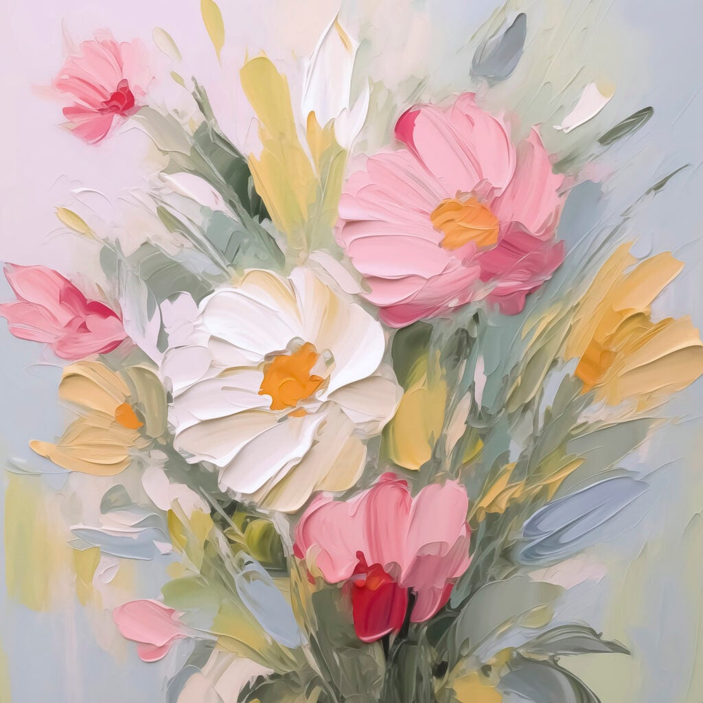Painting of flowers in a vase
