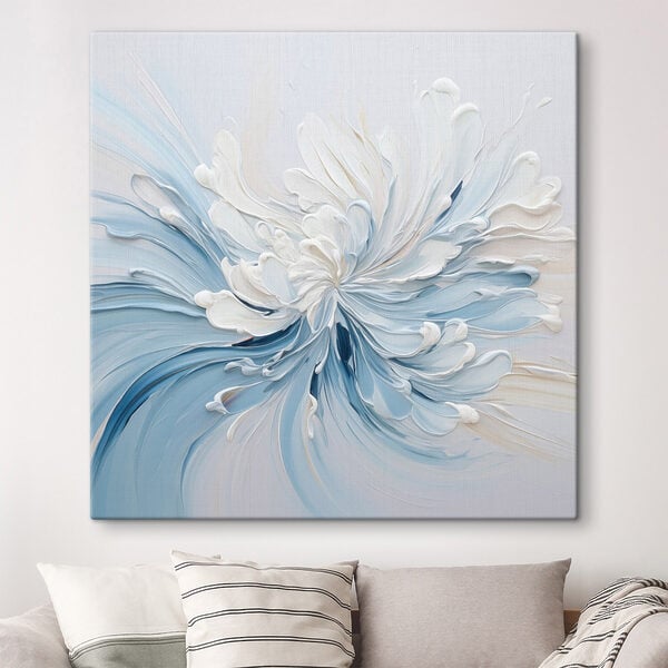 White and blue paint swirls