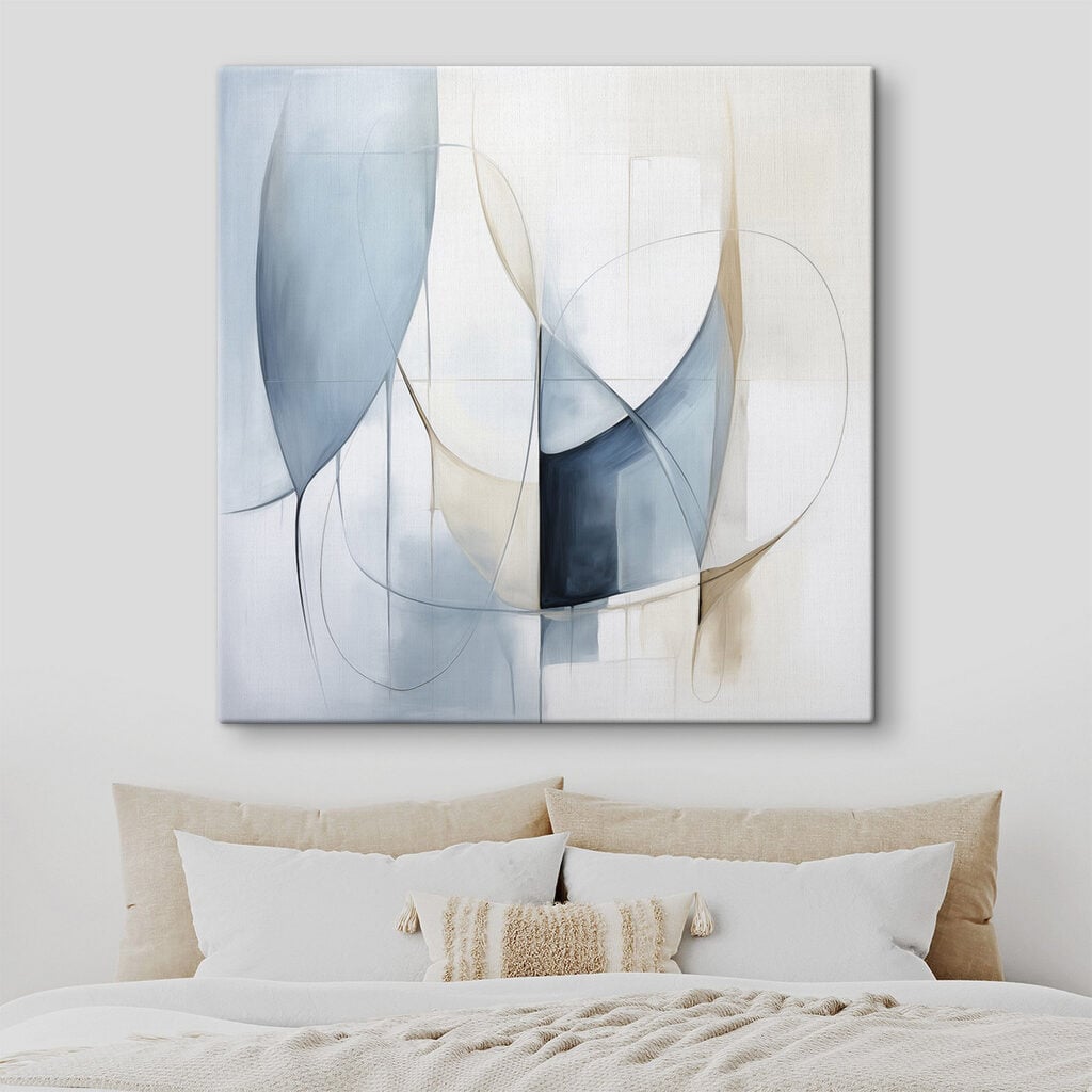 Painting of a blue and white art