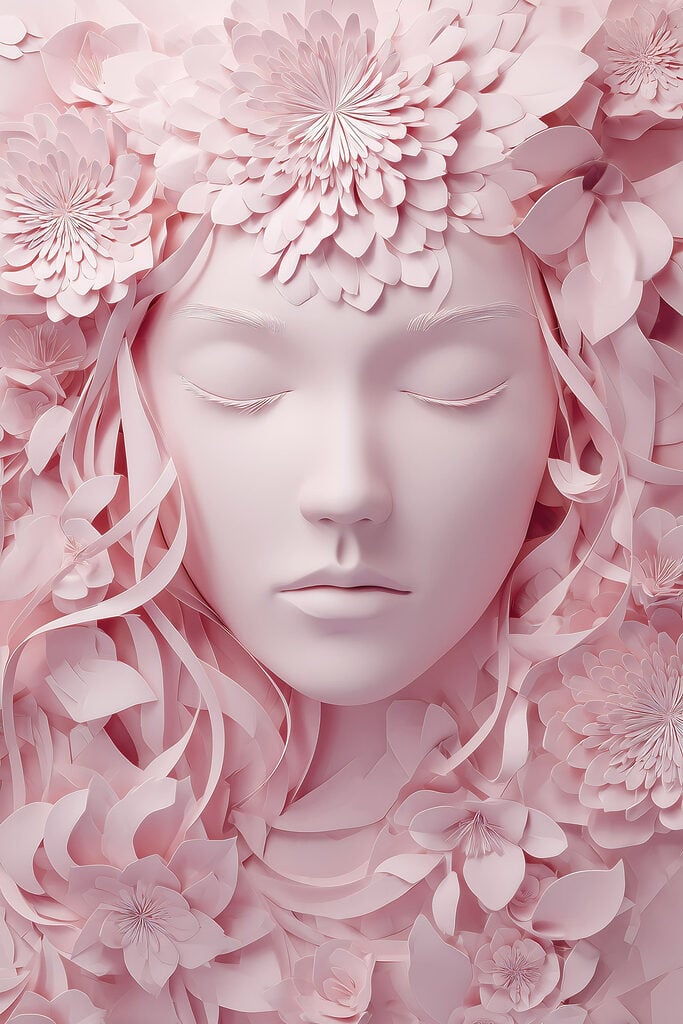 Face made of paper flowers