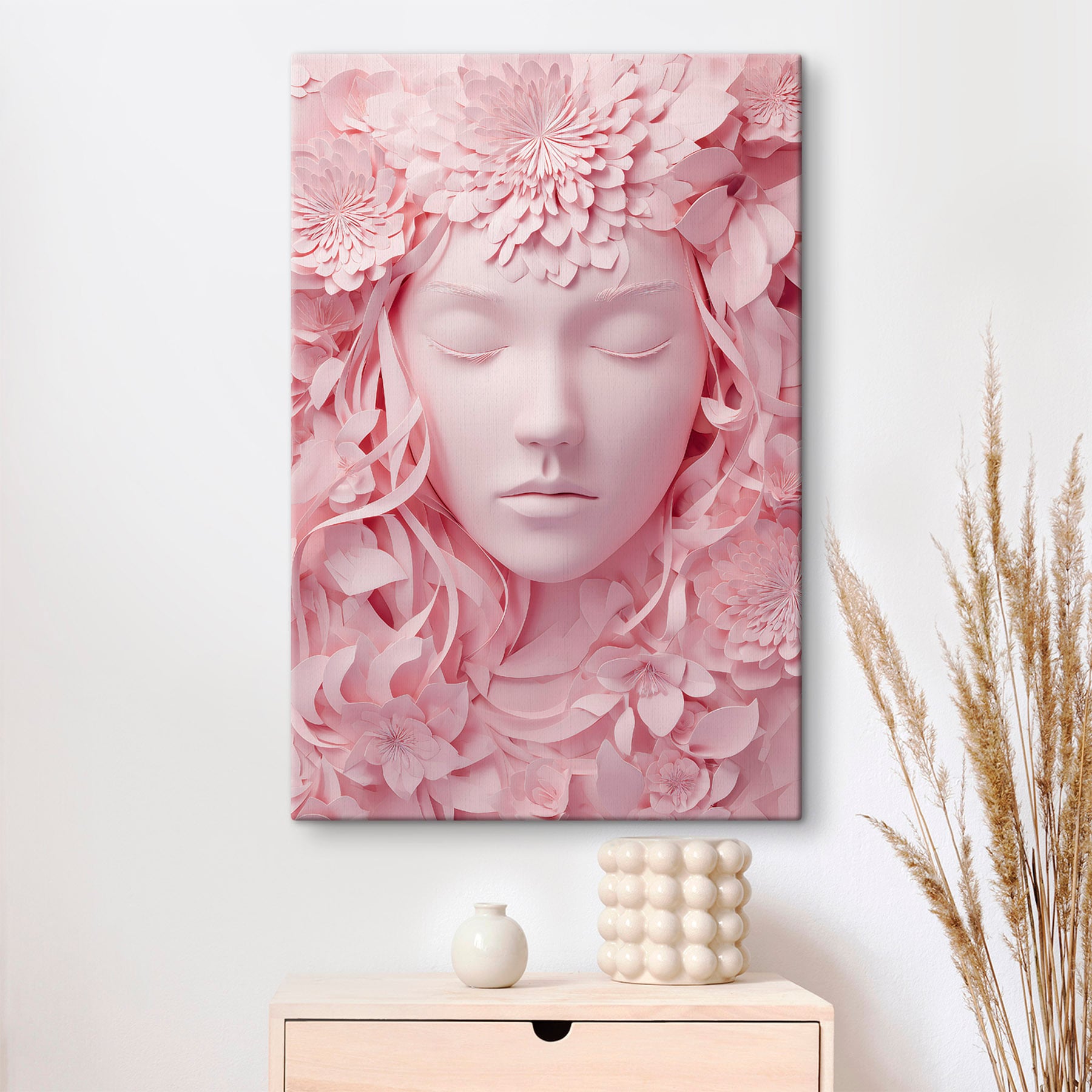 Face made of paper flowers