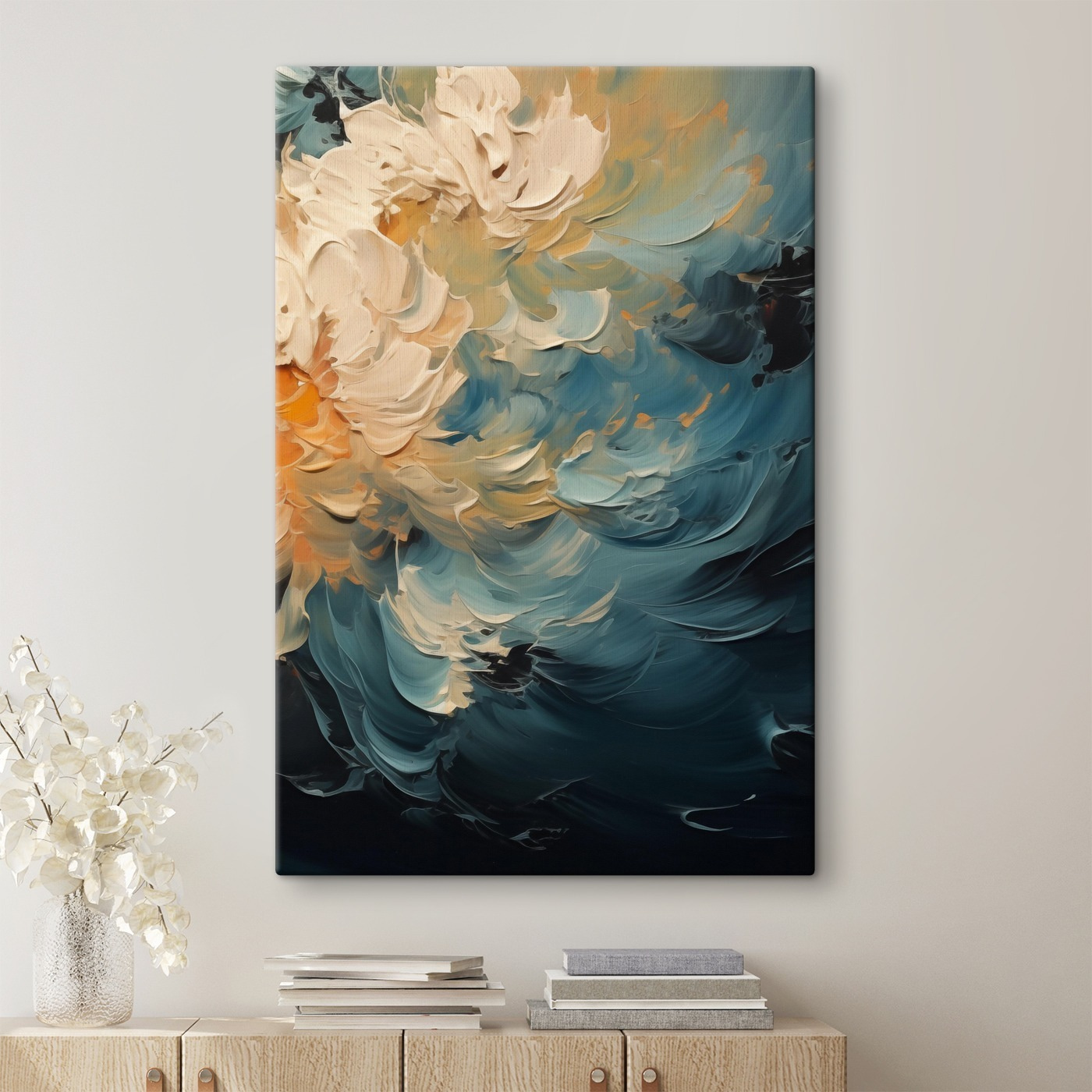 Soft hues blend in graceful swirls