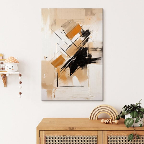 Painting of a black and orange paint