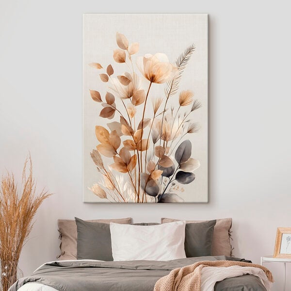 Tablouri Tablouri Frunzele delicate și florile se îmbină armonios (SKU: s49233)