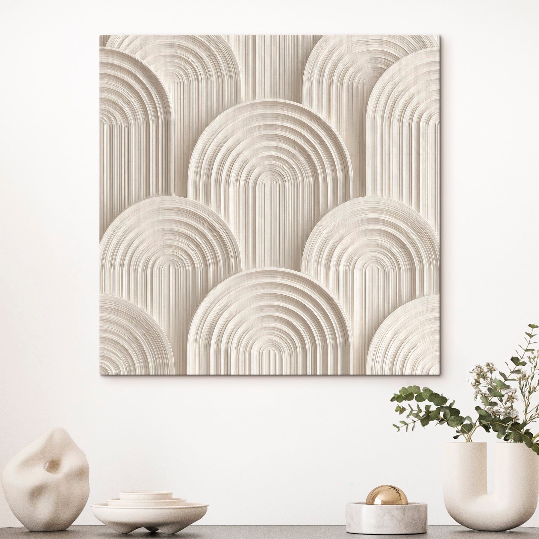 White wall with white circles