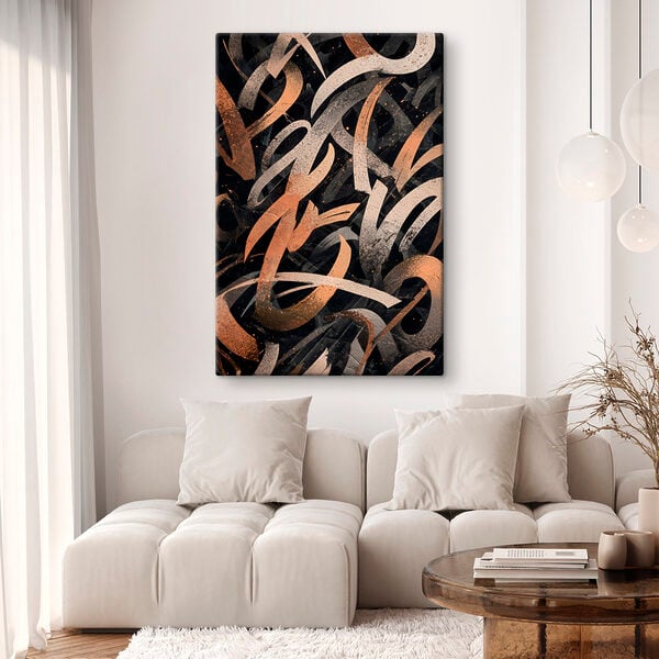 Black and orange brush strokes