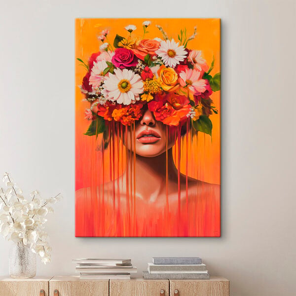 Painting of a woman with flowers on her head
