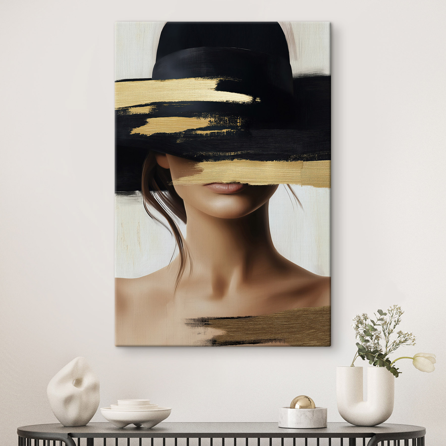 Woman with a hat over her face