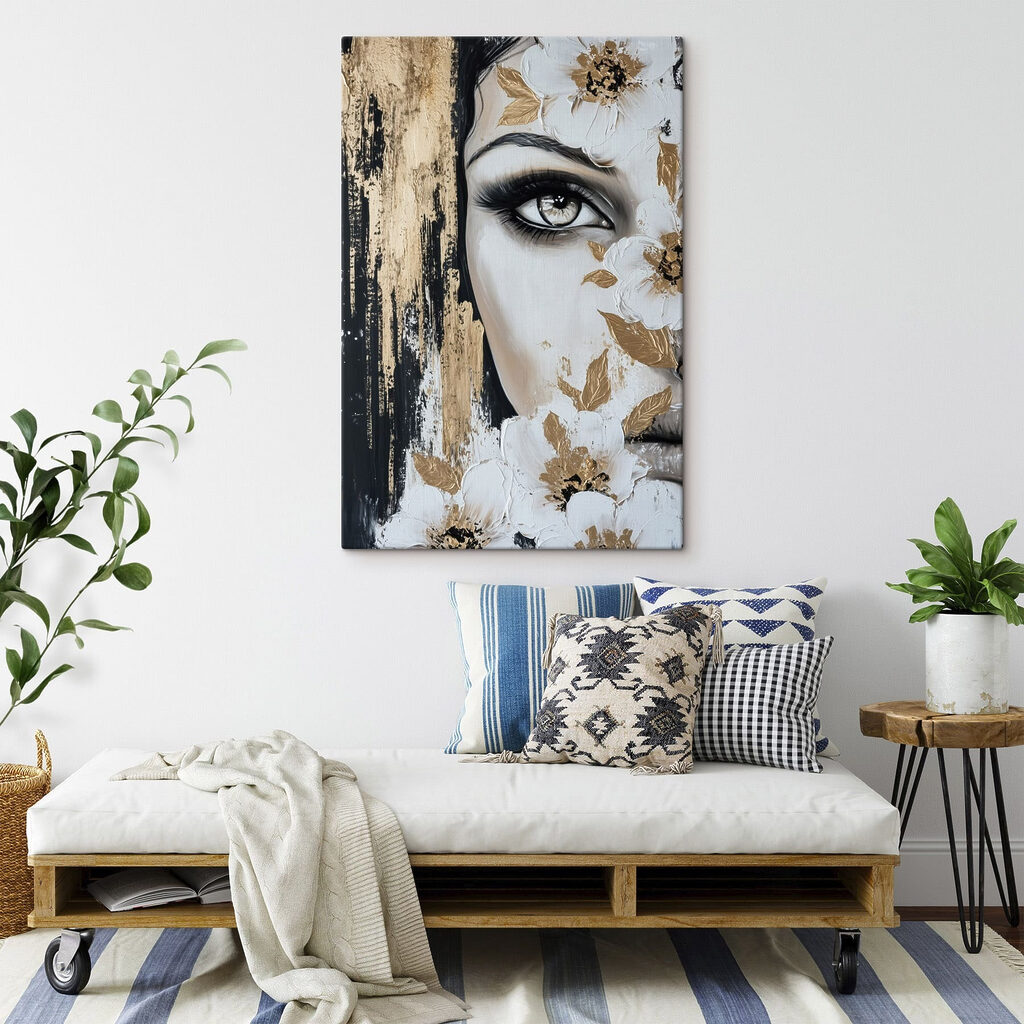 Delicate flowers embellishing a portrait