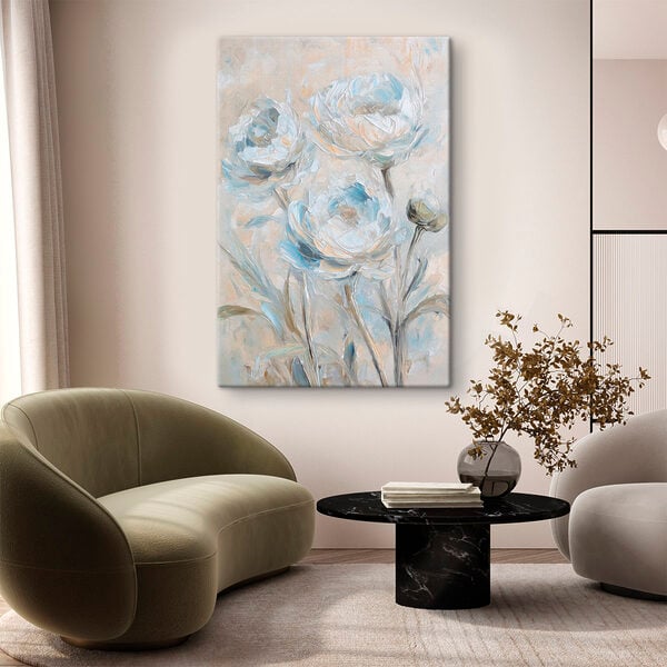 Painting of flowers on a white surface