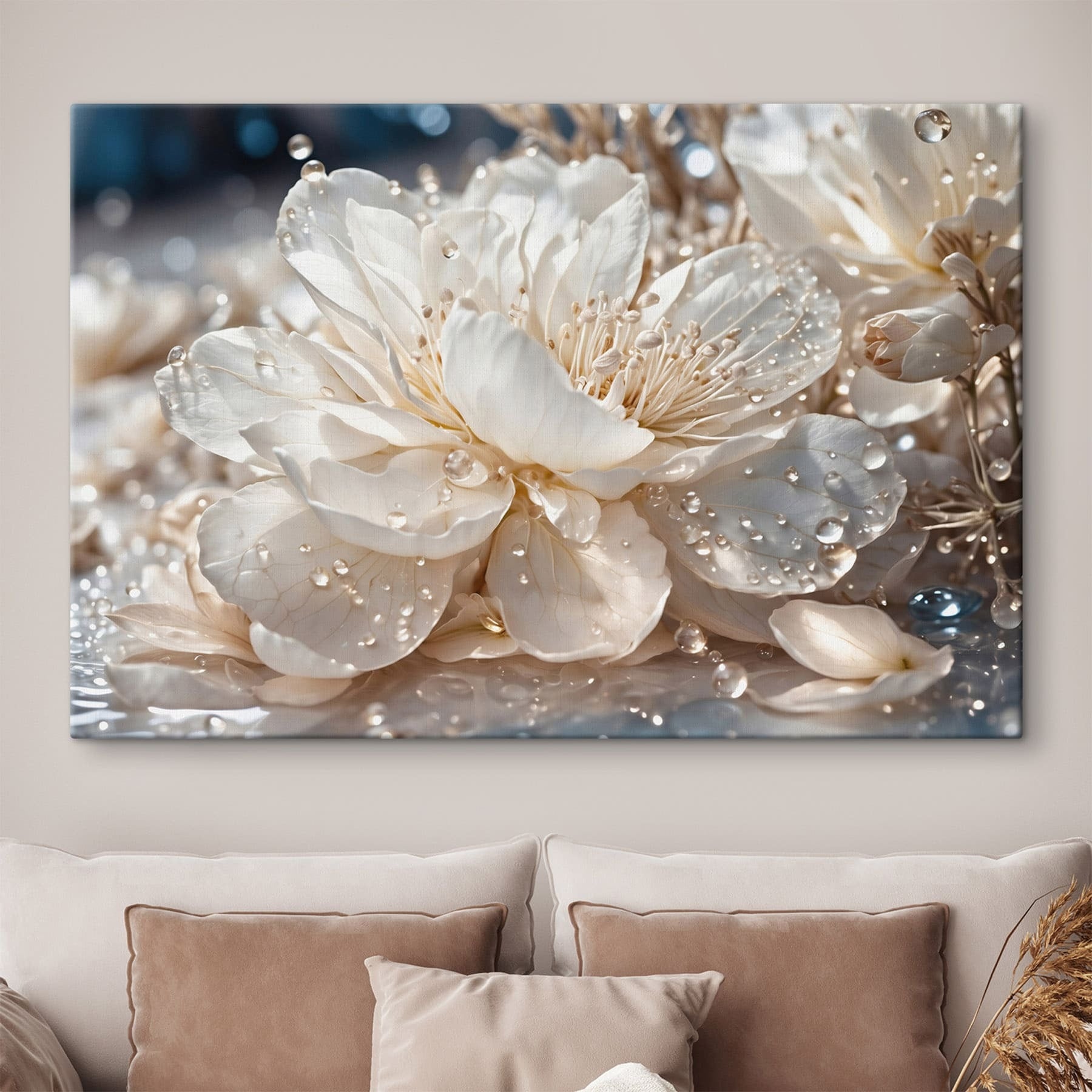 Delicate blooms adorned with droplets Delicate blooms adorned with droplets